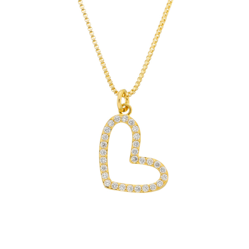 Colar Dourado de Coração Irregular Vazado